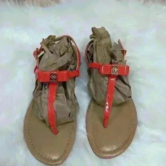 BCBGeneration Sandals Flats Strappy Orange size 6.5 - Picture 1 of 5